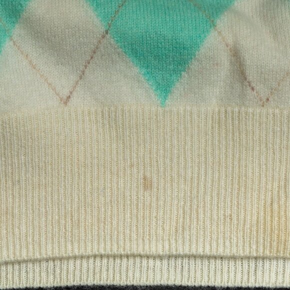 Alan Flusser 100% Cashmere Argyle Sweater – Mint Green and Cream – M - Picture 4 of 4